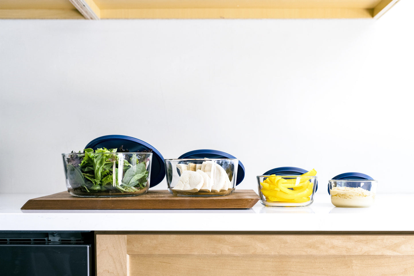 8 Piece Glass Food Storage Containers Round Nesting Set with Lids