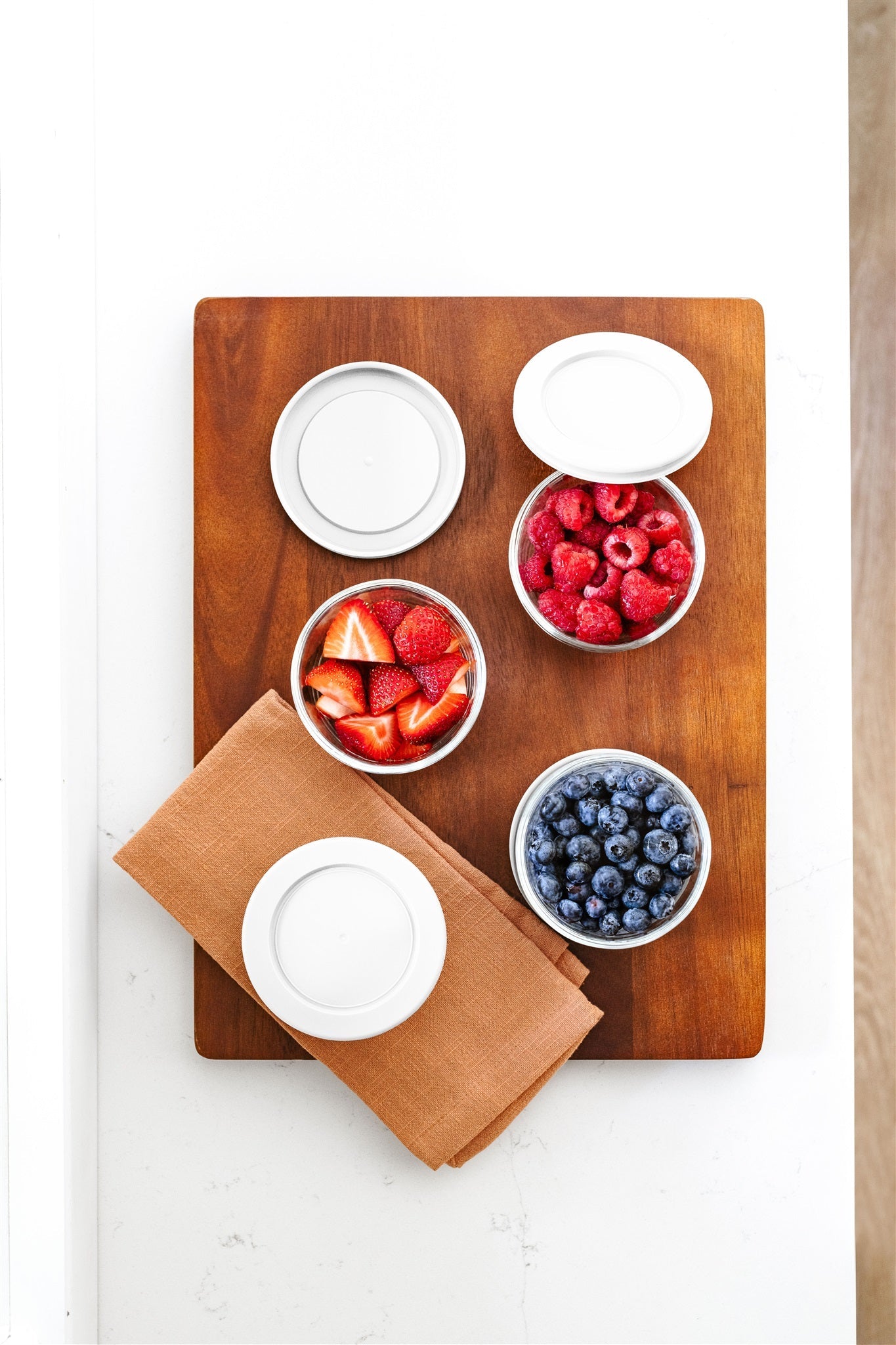 Glass Food Storage Containers - 16 Piece 7oz Set (8 Containers + 8 Lids), White