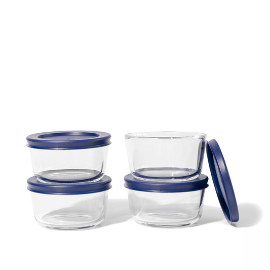 Glass Food Storage Containers - 8 Piece 1 Cup Set (4 Containers + 4 Lids)