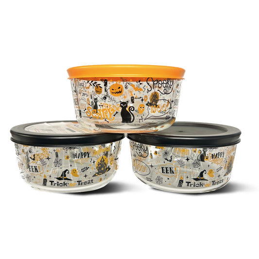 Dura Living Halloween Glass Storage Containers 2 Cup 6pc Set