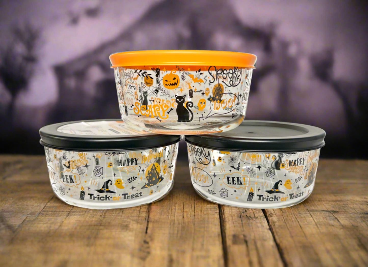 Dura Living Halloween Glass Storage Containers 2 Cup 6pc Set