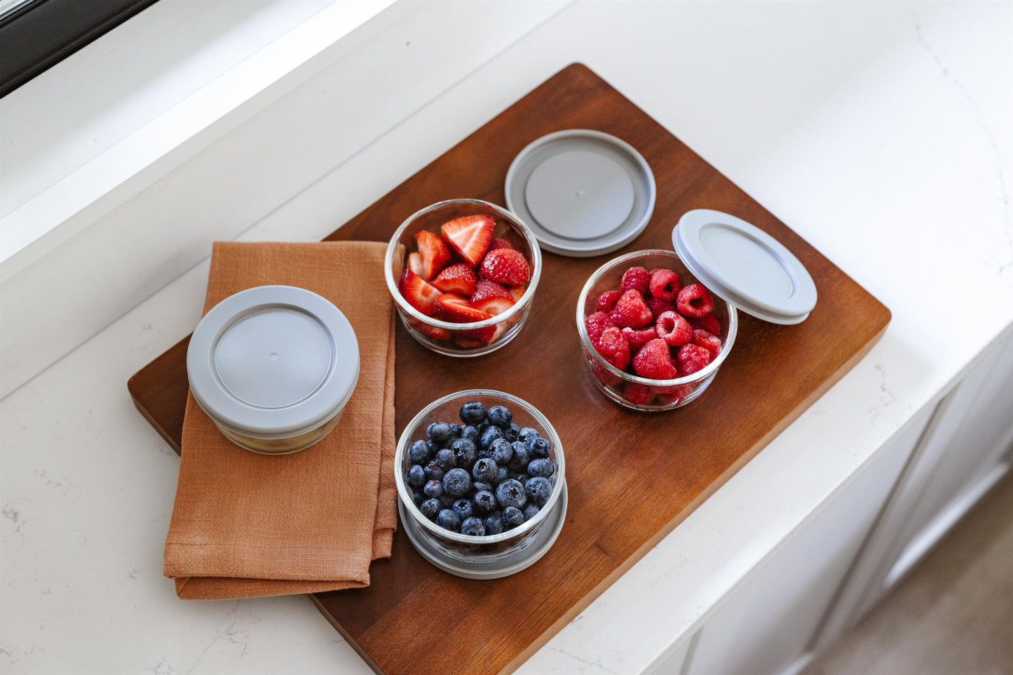 Glass Food Storage Containers - 8 Piece .7oz Set (4 Containers + 4 Lids)