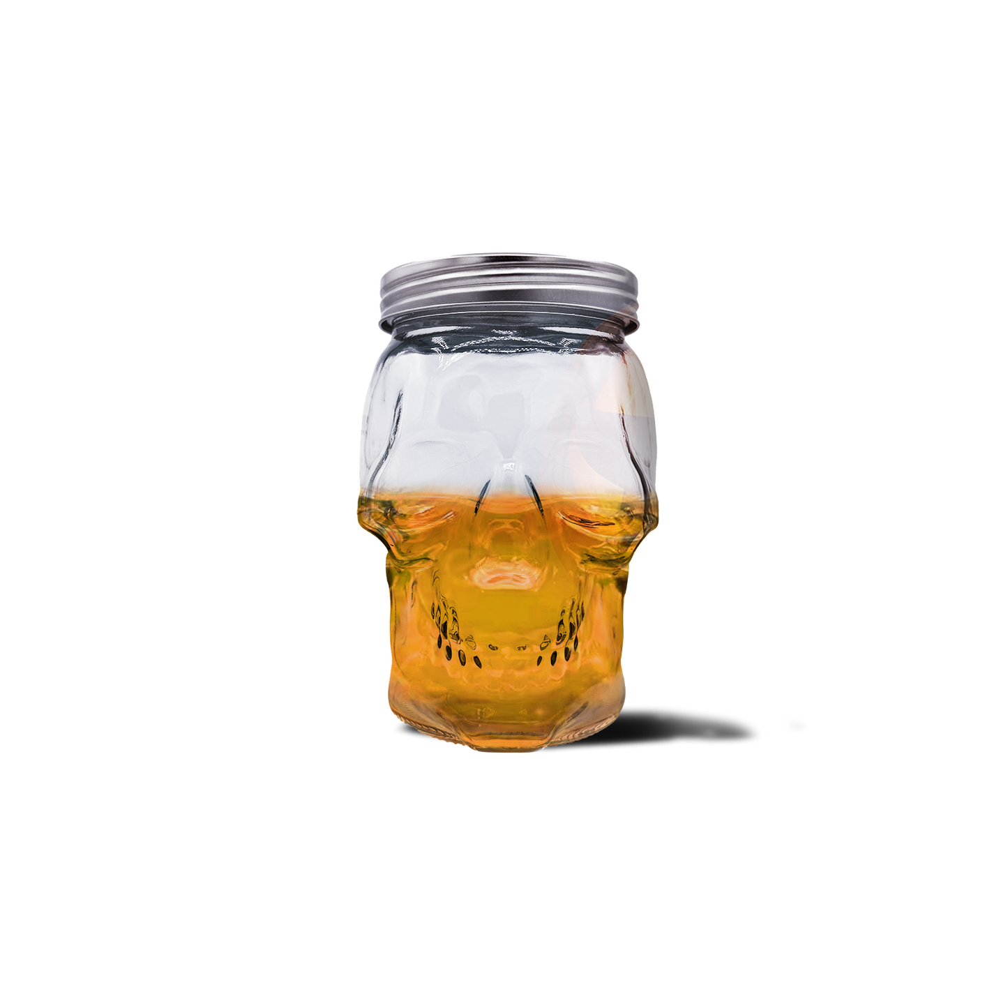 Skull Mason Jar With Lid, 4-Piece Set (2 Skull Mason Jars & 2 Lids) 42oz, Clear