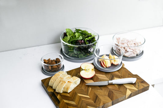 8pc Glass Food Storage Containers Round Nesting Set with Lids