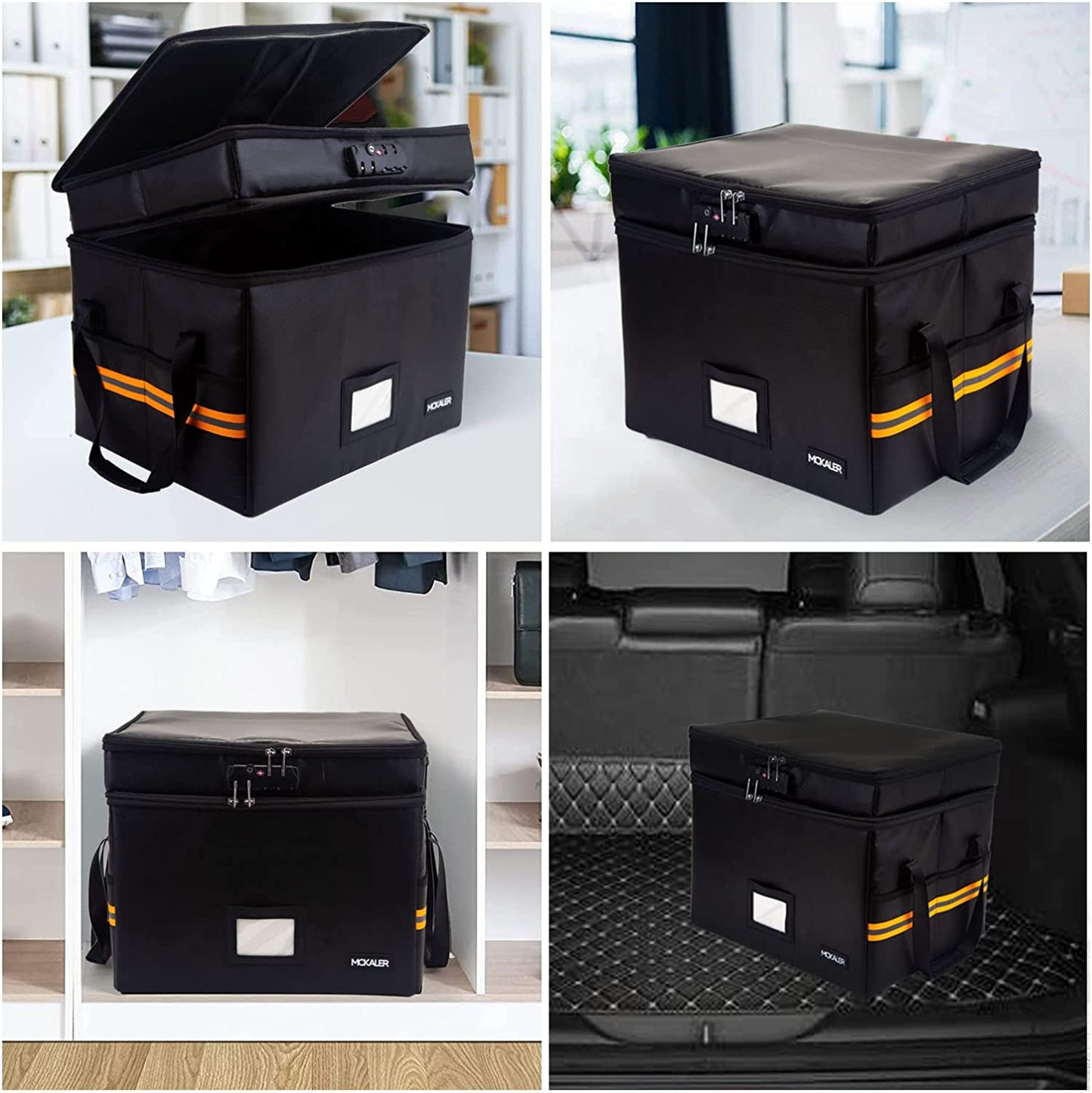 Fireproof Document File Box with Lock 2 Layer Water-Resistant Organizer