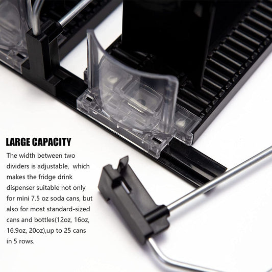 Fridge Drink Organizer 5 Row Self-Pushing Soda Can Dispenser