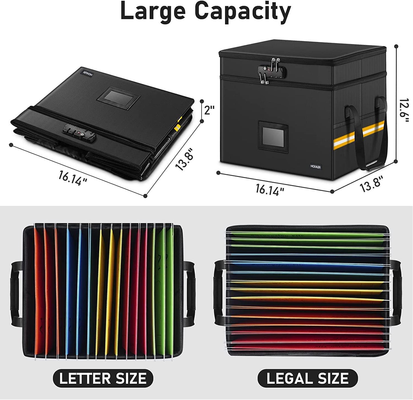 Fireproof Document File Box with Lock 2 Layer Water-Resistant Organizer