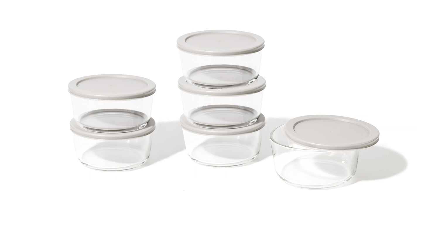 Glass Food Storage Containers 12 Piece Set 4 Cup with BPA-Free Lids
