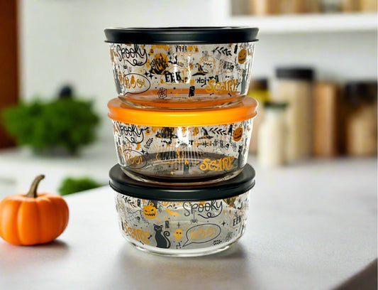Dura Living Halloween Glass Storage Containers 2 Cup 6pc Set