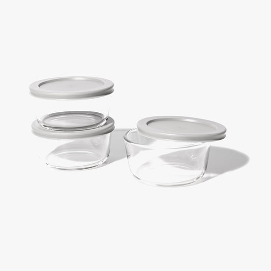 Glass Food Storage Containers - 6 Piece 2 Cup Set (3 Containers + 3 Lids)