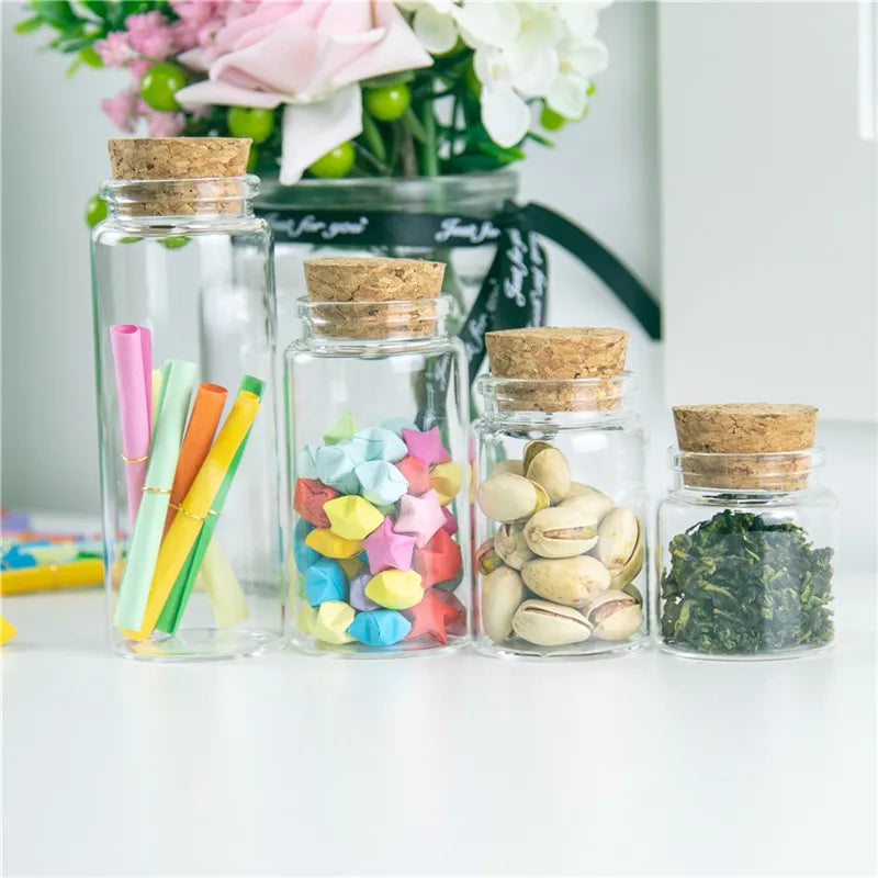 24pcs Glass Bottles with Cork 50-150ml Craft Jars Wedding Gift Set