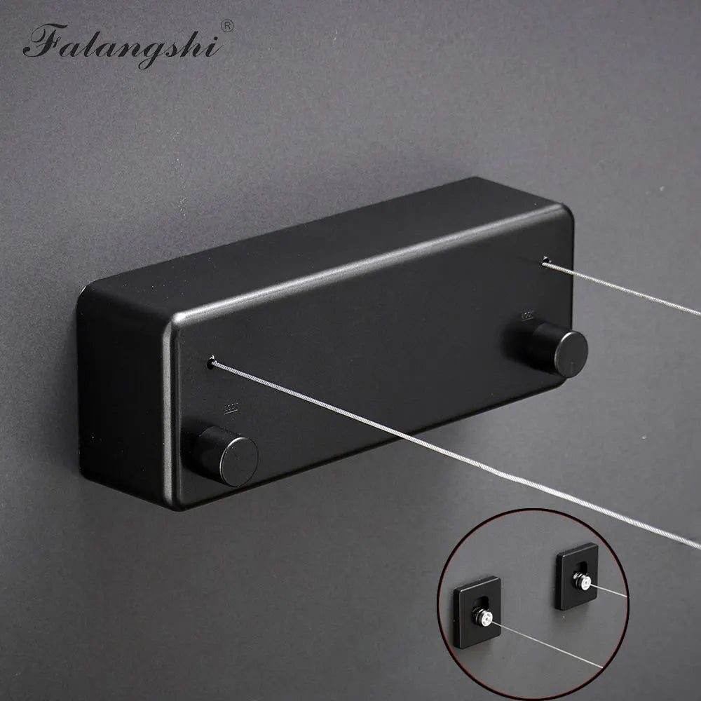 Retractable Double Clothesline Wall Mount Stainless Steel Drying Rack