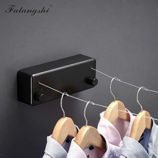 Retractable Double Clothesline Wall Mount Stainless Steel Drying Rack