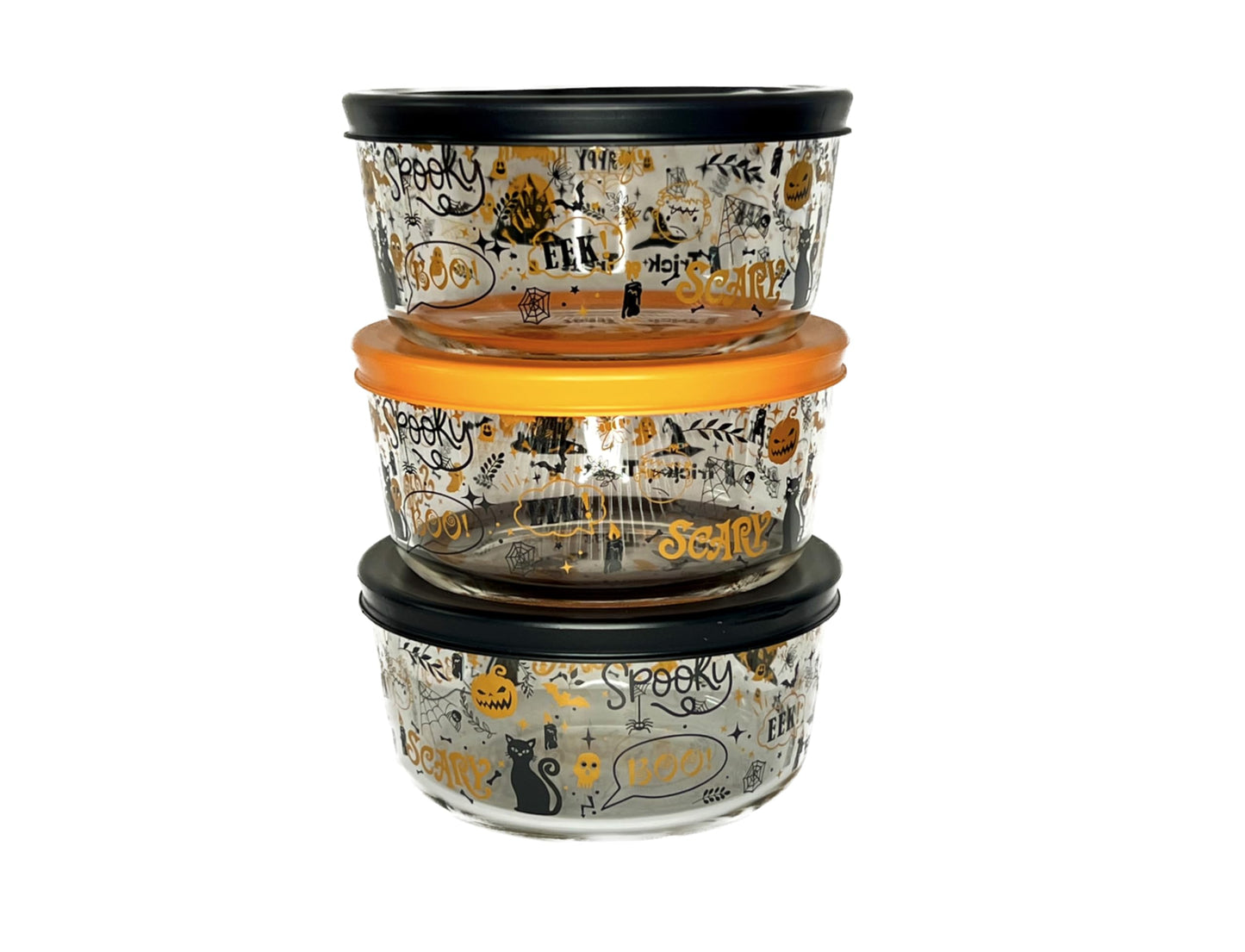Dura Living Halloween Glass Storage Containers 2 Cup 6pc Set