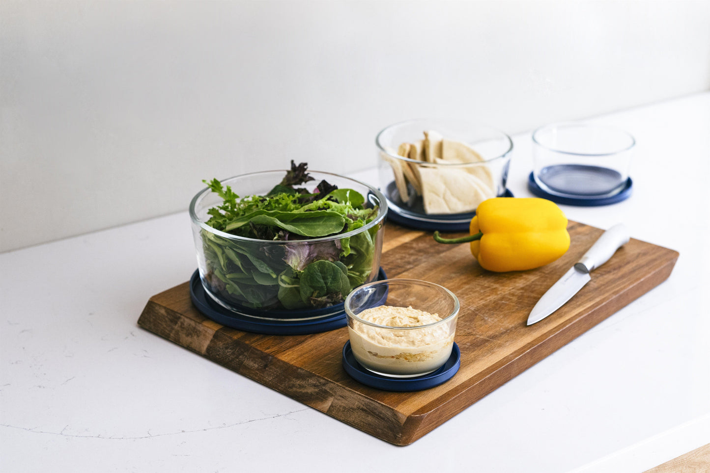 8 Piece Glass Food Storage Containers Round Nesting Set with Lids