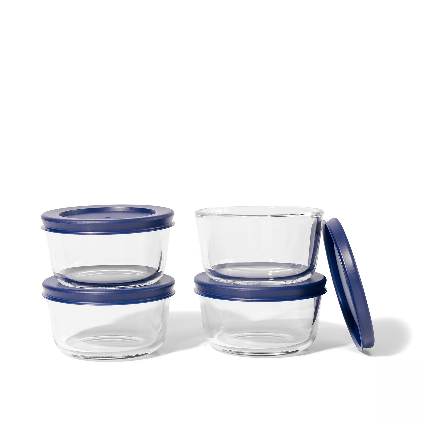 Glass Food Storage Containers - 8 Piece 1 Cup Set (4 Containers + 4 Lids)