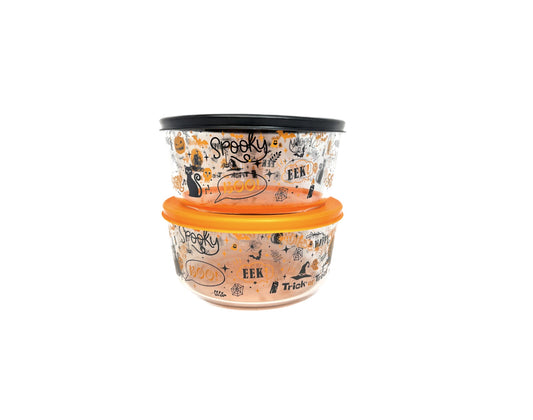 Dura Living Halloween Glass Food Storage Containers 4pc 4 Cup Set