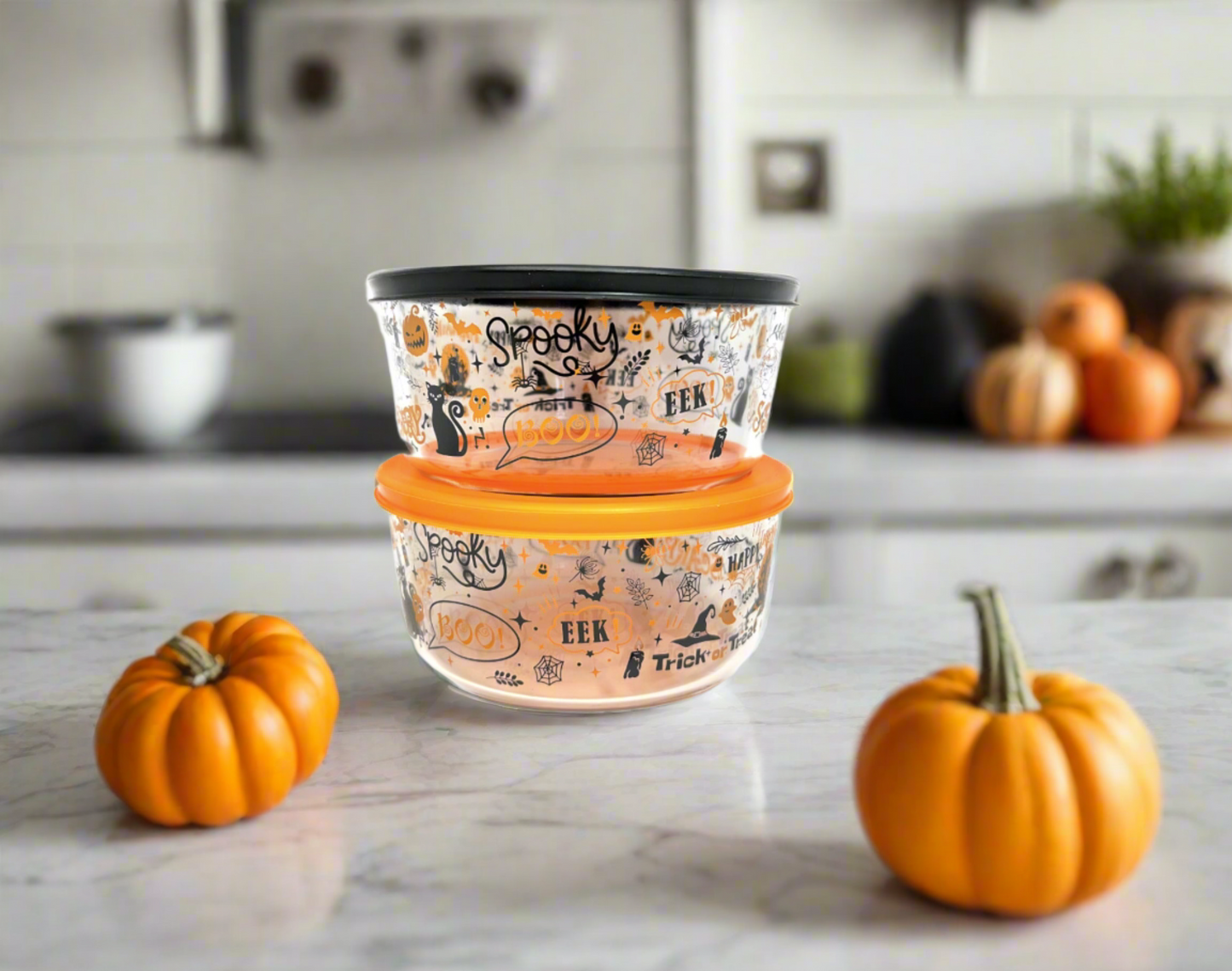 Dura Living Halloween Glass Food Storage Containers 4pc 4 Cup Set