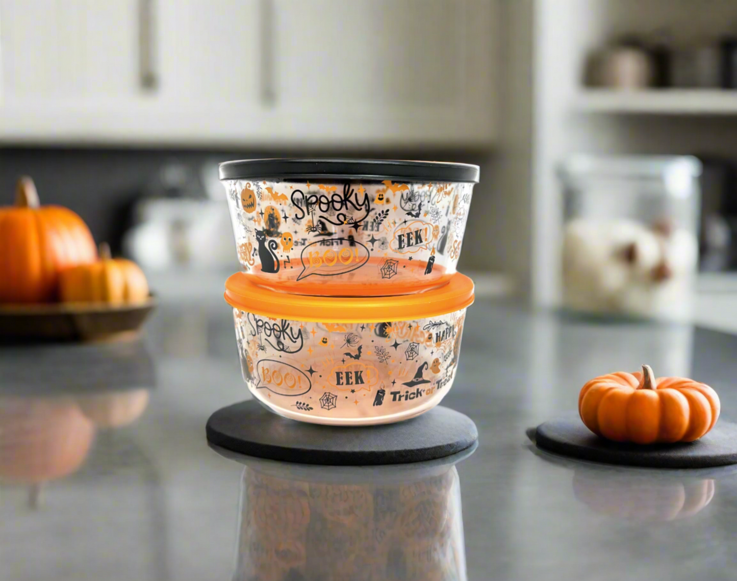 Dura Living Halloween Glass Food Storage Containers 4pc 4 Cup Set