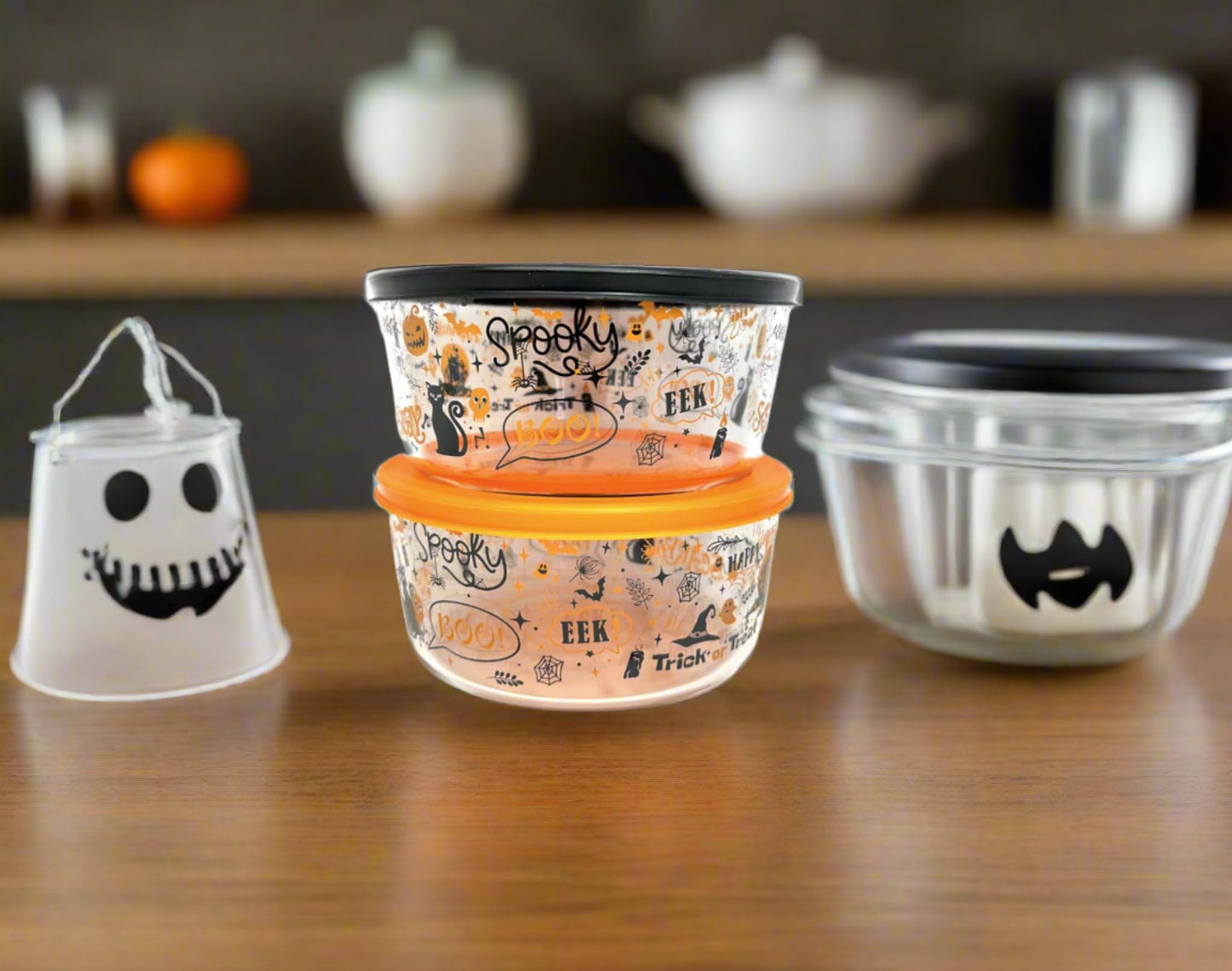 Dura Living Halloween Glass Food Storage Containers 4pc 4 Cup Set