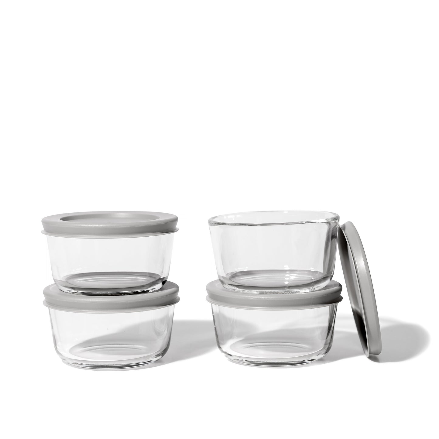 Glass Food Storage Containers - 8 Piece .7oz Set (4 Containers + 4 Lids)