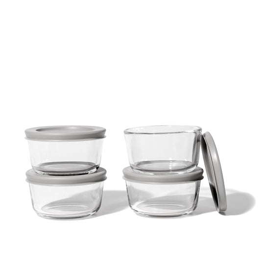 Glass Food Storage Containers - 8 Piece .7oz Set (4 Containers + 4 Lids)